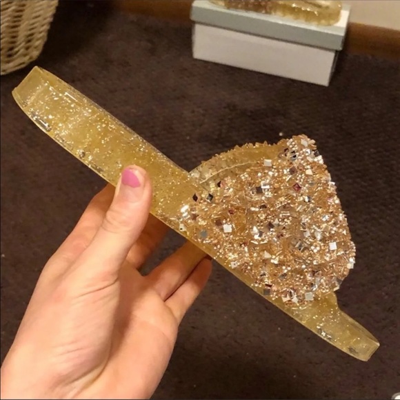 🎉3 for $20💕NIB Gold Embellished Slide Sandal💕 - Picture 10 of 10